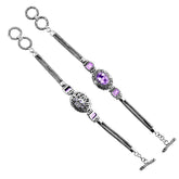 SB-1979-AM Sterling Silver Bracelet With Amethyst Q. Jewelry Bali Designs Inc